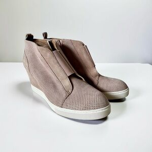 Paolo Perforated Pink Wedge Sneakers